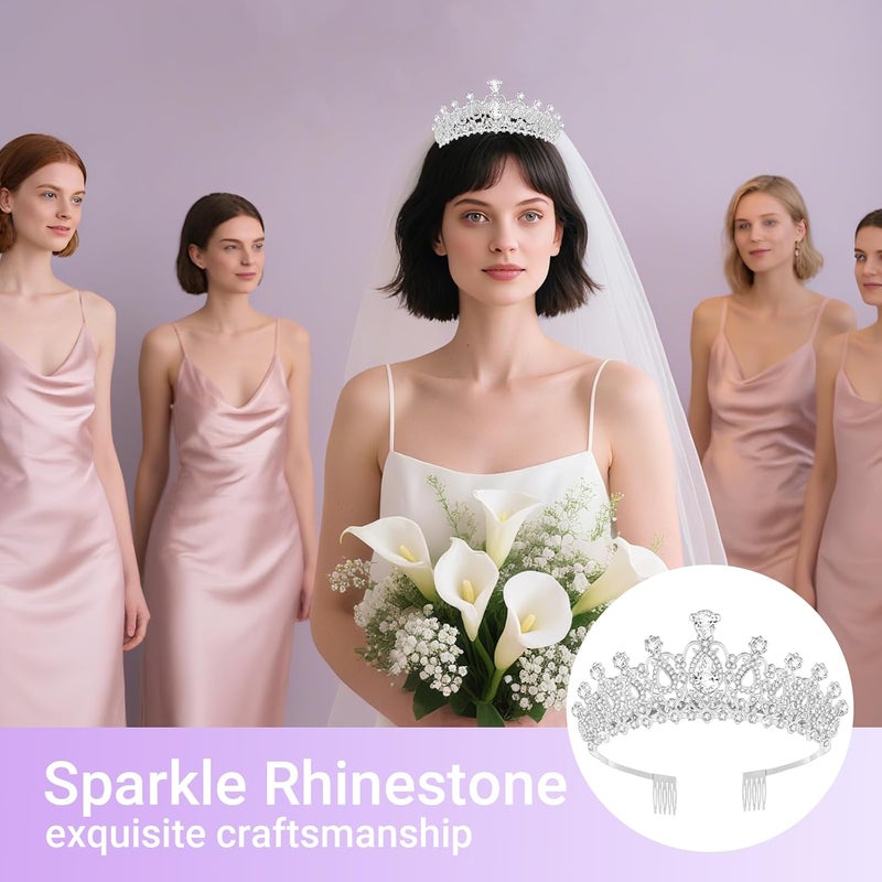 Queenship Tiara Crown for Women, Queen Tiara for Birthday Prom Bridal Party Custome Silver - Image 5